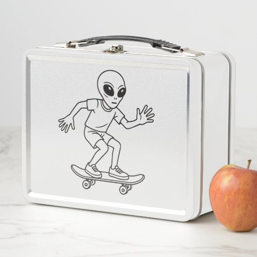 Skateboarding Space Alien Metall Brotdose (Beispiel)
