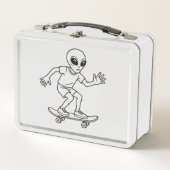 Skateboarding Space Alien Metall Brotdose (Vorderseite)