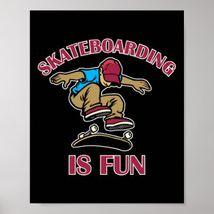Skateboarding-Spaß Coole Sportarten Flip Roll Fitn Poster