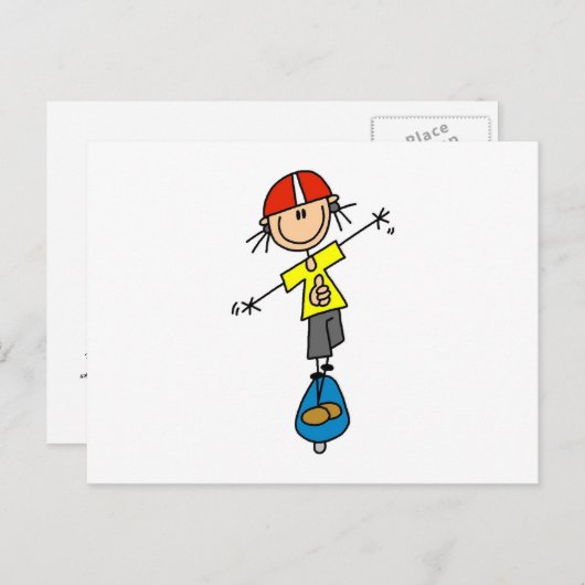 Skateboarding-Strichmännchen Postkarte (Vorne/Hinten)