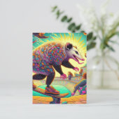 Skateboarding Surreal Adable Opossum Postcard Postkarte (Stehend Vorderseite)