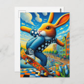 Skateboarding Surreal Adable Rabbit Postkarte (Vorne/Hinten)