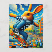 Skateboarding Surreal Adable Rabbit Postkarte (Vorderseite)