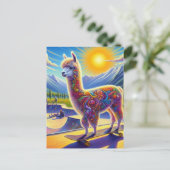Skateboarding Surreal Adorable Alpaca Postkarte (Stehend Vorderseite)