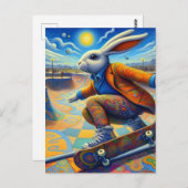 Skateboarding Surreal Colorful and Fun Rabbit Postkarte (Vorne/Hinten)