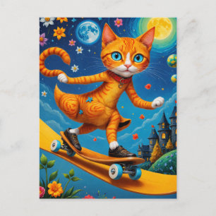 Skateboarding Surreal Ginger Chat Postkarte