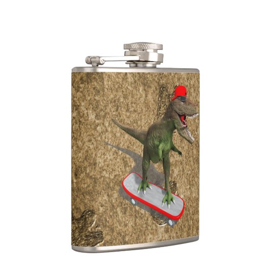Skateboarding T-Rex Flachmann (Rechts)