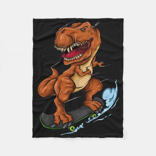 Skateboarding T-Rex - Süßer Trex-Dinosaurier-Skate Fleecedecke (Vorderseite)