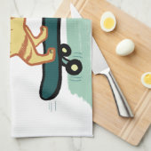 Skateboarding Tabby Cat Geschirrtuch (Viertel Falte)