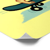 Skateboarding Tabby Cat Niedlich CUSTOM TEXT Kinde Poster (Ecke)