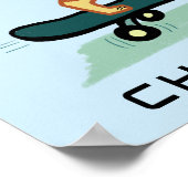 Skateboarding Tabby Cat Niedlich CUSTOM TEXT Kinde Poster (Ecke)