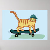 Skateboarding Tabby Cat Poster (Vorne)
