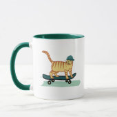 Skateboarding Tabby Cat Tasse (Links)
