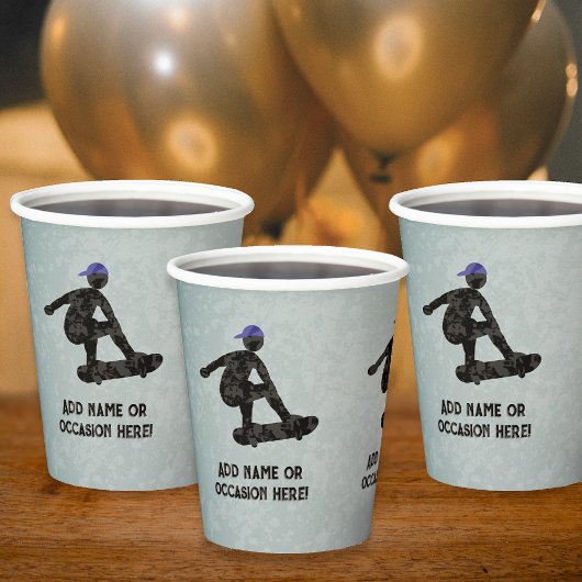 Skateboarding Thema Stahl Metall Look Teeny oder M Pappbecher