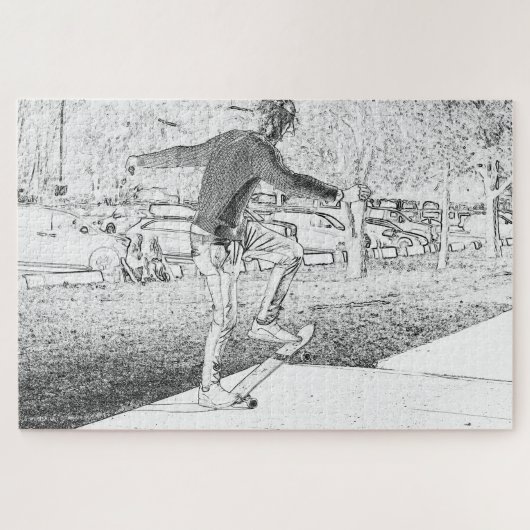 Skateboarding Trickster Sketch Puzzle (Horizontal)