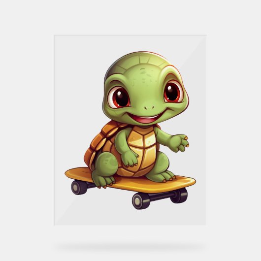 Skateboarding Turtle, Athletic Animal Design Acrylschild (Vorderseite)