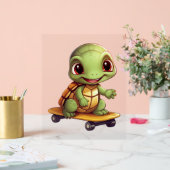 Skateboarding Turtle, Athletic Animal Design Acrylschild (Hochzeit)