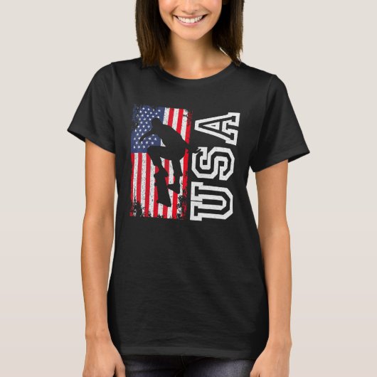 Skateboarding Usa Flag 4. Juli Patriotic Ameri T-Shirt (Vorderseite)