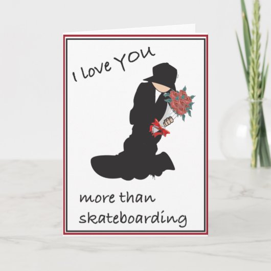 Skateboarding Valentine Feiertagskarte (Vorderseite)
