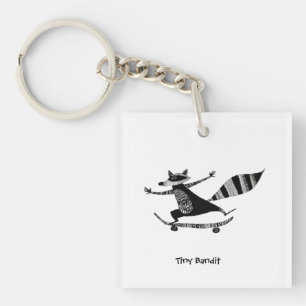 Skateboarding Waschbär – Whimsical Waschbär-Tier Schlüsselanhänger