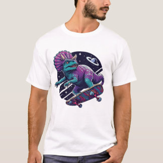 Skateboarding Weltraumdinosaurier T-Shirt