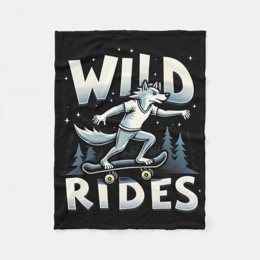 Skateboarding Wolf Spirit Animal Wolf Wild Rides Fleecedecke (Vorderseite)