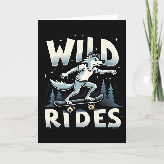 Skateboarding Wolf Spirit Animal Wolf Wild Rides Karte (Vorderseite)