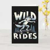 Skateboarding Wolf Spirit Animal Wolf Wild Rides  Karte (Gelbe Blume)
