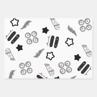 Skateboarding Wrapping Paper Flat Sheet Set 3 Geschenkpapier Set