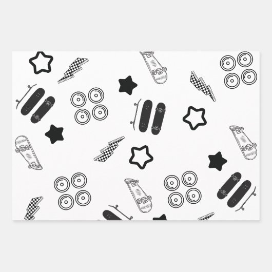 Skateboarding Wrapping Paper Flat Sheet Set 3 Geschenkpapier Set (Vorderseite)