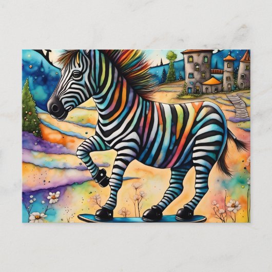 Skateboarding Zebra Postkarte (Vorderseite)