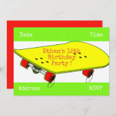Skateboardjugendjungen-Geburtstags-Party Einladung (Vorne/Hinten)