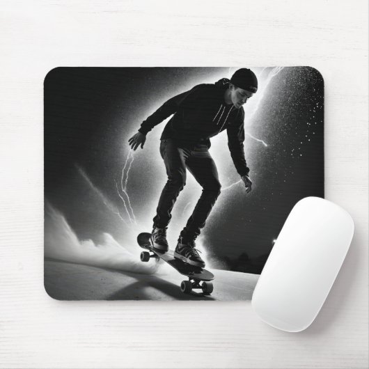 Skateboardjunge mit Blitzlicht Mousepad (Mit Mouse)