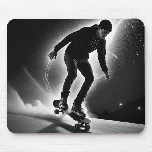 Skateboardjunge mit Blitzlicht Mousepad (Vorne)