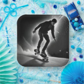 Skateboardjunge mit Blitzlicht Pappteller (Party)