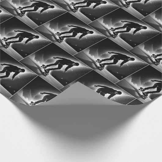 Skateboardjunge mit Blitzstiften Geschenkpapier (Ecke)