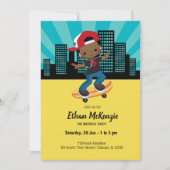 Skateboardjunge - Wählen Sie Ihre Hintergrundfarbe Einladung (Vorderseite)