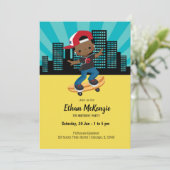 Skateboardjunge - Wählen Sie Ihre Hintergrundfarbe Einladung (Stehend Vorderseite)