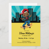 Skateboardjunge - Wählen Sie Ihre Hintergrundfarbe Einladung (Vorne/Hinten)