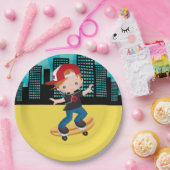 Skateboardjunge - Wählen Sie Ihre Hintergrundfarbe Pappteller (Party)