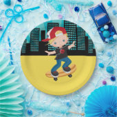 Skateboardjunge - Wählen Sie Ihre Hintergrundfarbe Pappteller (Party)