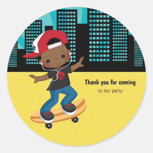 Skateboardjunge - Wählen Sie Ihre Hintergrundfarbe Runder Aufkleber (Vorderseite)