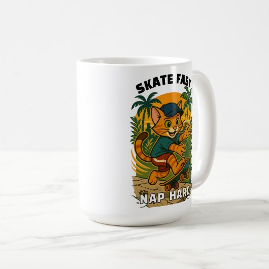 Skateboardkatze Kaffeetasse (VorderseiteRechts)