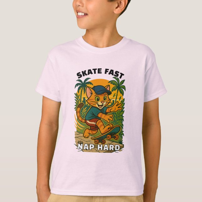 Skateboardkatze T-Shirt (Vorderseite)