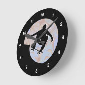 Skateboardmontage-Wandsperre Runde Wanduhr (Winkel)