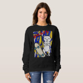 Skateboardoutfit und Niedliche Skaten Cat Niedlich Sweatshirt (Vorne ganz)