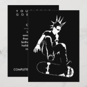 Skateboardpunk Einladung (Vorne/Hinten)