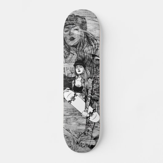 Skateboards feminer Tatouée-Stil urbain sur bois (Vorderseite)