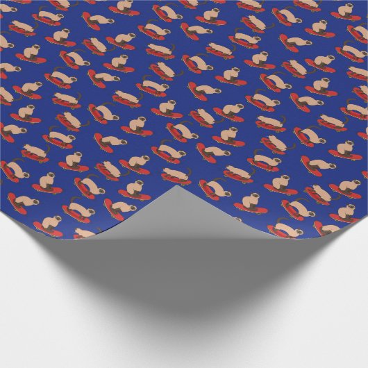 Skateboards für Siamkatzen: Vintages Muster Geschenkpapier (Ecke)