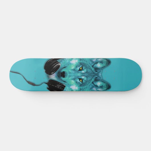 Skateboards+Wolf+Tier+Wasserfarbe+grün+blau+Modus Skateboard (Horizontal)